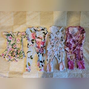 Posh Peanut Floral Bamboo Baby Girl 0-3 Month Bundle- Twirl Romper and 2 Kimono
